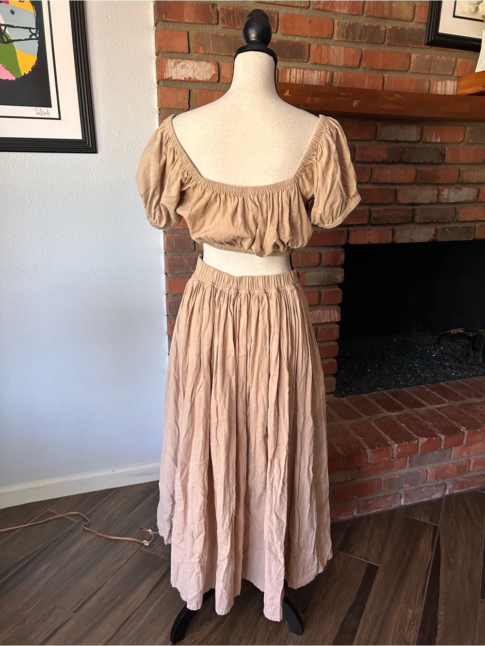 Laude the Label Bubble Top & Midi Skirt Set in Tan Sz S - Picture 6 of 7